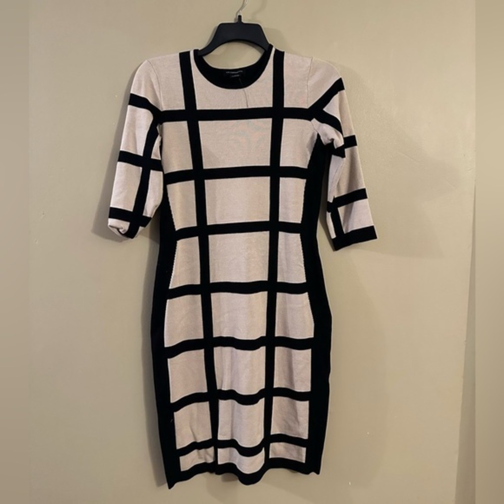 Liz Claiborne Women Black & White Knit Sweater Dress Size Large